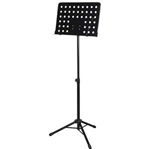 CASCHA Orkeststandaard van metaal, stabiele muziekstandaard met instelbare hellingshoek en afneembare muziekklemmen, praktisch inklapbaar en eenvoudig in hoogte verstelbaar, zwart