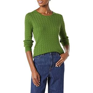 Amazon Essentials Dames lichtgewicht lange mouwen kabel ronde hals trui (verkrijgbaar in grote maten), groen, X-Small
