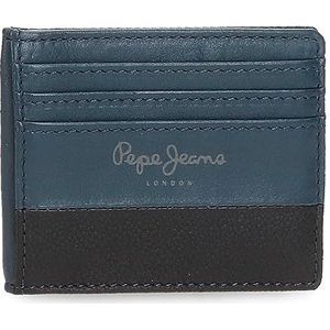 Pepe Jeans Dual kaartenetui blauw 9,5 x 7,5 cm leer, blauw, Talla única, kaartenetui, blauw, Eén maat, kaartenetui