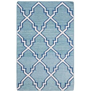 Safavieh Dhurrie tapijt, DHU564 modern 76 x 121 cm lichtblauw/ivoor