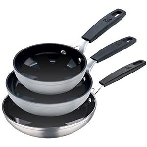 MasterPro Smart pannenset, 3 stuks, 16, 20 en 24 cm, set met 3 beschermers, gesmeed aluminium, anti-aanbaklaag, ergonomische handgrepen ""Soft Touch"", geen PFOA No Lead No CADMIO