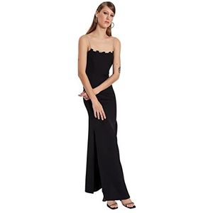 TRENDYOL Dames Dames Fitted Woven Evening Dress Vrouwen Shift getailleerd geweven avondjurk, zwart, 38