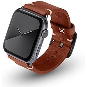 JT Berlin Alex Vintage armband voor Apple Watch 42 mm / 44 mm leren armband [Watch SE, Series 6 / 5 / 4 / 3 / 2 / 1, zacht lederen reserveband, aluminium sluiting] bruin/grijs (maat S/M)