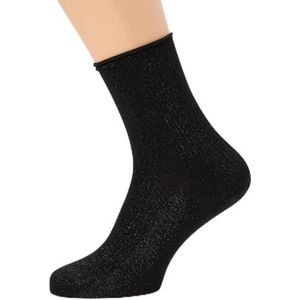 BOSS Dames Qs Lurex Metal Logo Quarter_Socks, Zwart, 36-38 EU