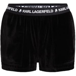 KARL LAGERFELD Dames Velour Logo Short Pajama Bottom, Black, XL, zwart, XL