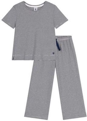 Petit Bateau - Pyjama - Blauw/Wit - Katoen - 24 Maanden