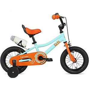 FabricBike Kids - Trapfiets voor jongens en meisjes, afneembare zijwieltjes, remmen, 12 en 16 inch wielen, 4 kleuren (12"": 2 tot 3,5 jaar oud (70cm tot 96cm hoog), Aqua & Orange 12'')