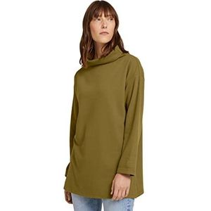 TOM TAILOR Dames Sweatshirt met opstaande kraag 1028815, 11218 - Khaki Olive, XS