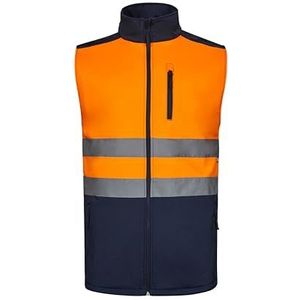 VELILLA 305906; tweekleurig softshellvest; marineblauw en neonoranje, maat M, marineblauw en neonoranje, M