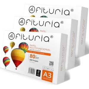 Ofituria A3-papier, multifunctioneel papier voor printer en kopieerapparaat, A3-papier, wit, voor werkruimtes en thuisgebruik, 80 g/m², bladpakket - Ofituria (1500 vellen)
