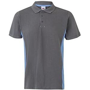 Velilla 105504; tweekleurig poloshirt, korte mouwen, grijs en hemelsblauw, maat 3XL