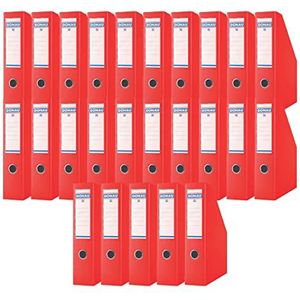 DONAU 3949001PL-04 Stahordner archiefdoos karton / 25 stuks / doos - rood / tot 750 vellen voor kantoor, school en thuis voor het opbergen van documenten in A4-formaat