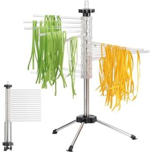 Navaris pasta droogrek - Inklapbaar pastarek - Droogrek voor zelfgemaakte spaghetti en noedels - Pastadroger met 16 armen - Capaciteit tot 2 kg