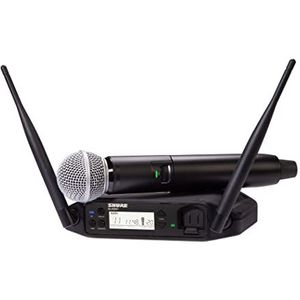 Shure GLXD24+/SM58 Dual Band Pro Digitaal Draadloos Microfoonsysteem voor Kerk, Karaoke, Zang - 12 uur Batterijduur, 30m Bereik | SM58 Handheld Zangmicrofoon, Enkel Kanaal Ontvanger.