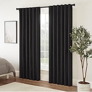 Eclipse Moderne verduisterende thermische staaf zak venster gordijn voor slaapkamer (1 paneel), stof, zwart, 132 x 274 cm