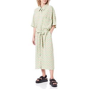 Liquorish Dames groene geometrische print shirt jurk casual, 10