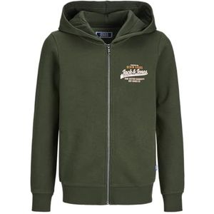 JACK & JONES Child jack met capuchon logo met capuchon Mini, Combu Green/Print: wit + jam, 98