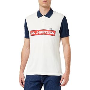 La Martina Heren Polo S/S Piquet Stretch, wit (Off White 00002), 4XL