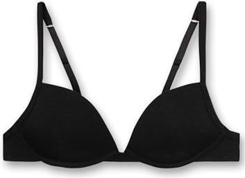 Sanetta Zachte cupbeha voor meisjes | Comfortabele en aangename beha zonder beugel voor meisjes van een katoenmix. Ondergoed voor meisjes, zwart, 60AA