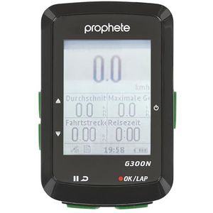 PROPHETE Fietscomputer GPS-navigatie, 14 functies, fietsnavigatie, waterdicht IPX6, verlicht display, Li-Ion-accu incl. USB-kabel en stuurhouder