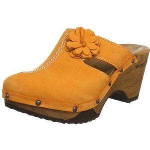 Woody Nora, klompen en slippers voor dames, Oranje Nubuk Oranje, 39 EU