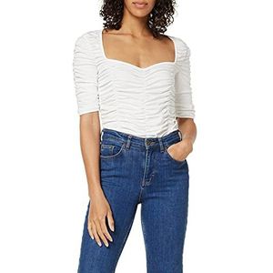 NA-KD Dames Gathered Jersey Top Shirt, gebroken wit, S