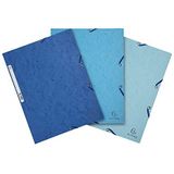 Exacompta - Ref. 55572E - Set van 3 elastische mappen met 3 kleppen in glanzend karton 400g/m² - afmetingen 24 x 32 cm voor documenten in A4-formaat - 3 kleuren Oceaan: blauw, pastelblauw, turquoise