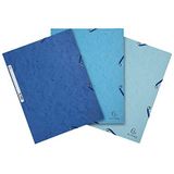 Exacompta - Ref. 55572E - 3 stuks elastieken map met 3 kleppen van glanzend karton 400 g/m² - afmetingen 24 x 32 cm voor documenten DIN A4-3 kleuren oceaan: blauw, pastelblauw, turquoise