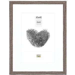 Deknudt Frames Fotolijst met passe-partout - grijs houtkleur - S66KH3 P1 30 x 40 cm voor afbeelding 20 x 30 cm - fotolijst hout MDF - foto's ophangen