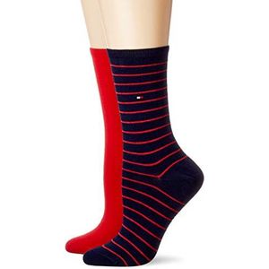Tommy Hilfiger Clssc sokken voor dames (2 stuks), rood/marineblauw, 39-42 EU