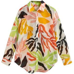 REL Palm Print COT Silk Shirt, Medal Yellow, 32