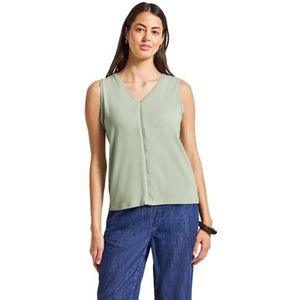 Shirttops - Soft Jade Green - Gehaakte Details - V-hals - Mouwloos