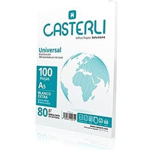 CASTERLI - 81017 folie A5, papier A5, 100 vellen, wit A5, 80 g/m² papier, extra wit, multifunctioneel papier voor A5 80 g/m² (A5, 100 vellen)