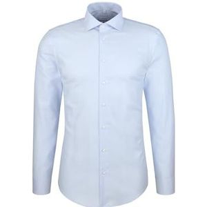 Seidensticker - Businessoverhemd - Blauw - Shaped 1/1 Kentkraag Visgraat