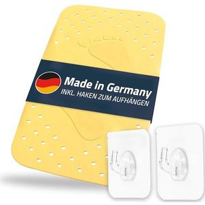 Badmat, badmat Step ca. 38x72 cm, geel, 100% TPE | incl. 2 haken | vrij van PVC, ftalaten, lood, latex | TÜV getest | Made in Germany