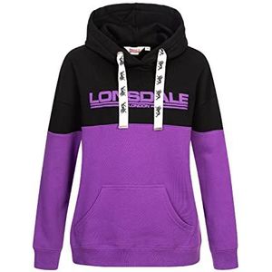 Lonsdale Dames sweatshirt met capuchon oversize Wardie, Purple/Black/White, L