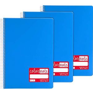Grafoplás 98523330 notitieboeken met spiraalbinding, A4, geruit, 4 mm, 80 vellen, 90 g, blauw, deksel van polypropyleen, serie ColorNote