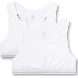 Sanetta Meisjesbustier (dubbelpak) wit | Comfortabele en aangename bustier voor meisjes van een katoenmix. Inhoud: set van 2 ondergoed voor meisjes, wit, 164 cm