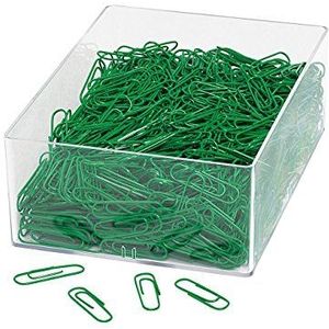 Wedo 901244604 paperclips (van metaal 27 mm, met kunststof bekleed in transparante doos) 1000 stuks, groen