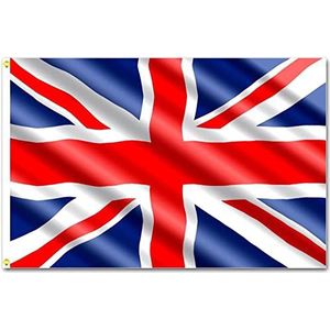 SHATCHI Grote 5x3FT Union Jack Vlag Groot-Brittannië Nationale Vlag Nieuwe Koning Charles III Kroning Viering Tuin Britse Straat Party Pub Outdoor Decoraties, Rood/Blauw/Wit