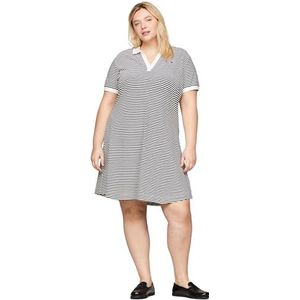 Tommy Hilfiger Dames CRV Open Placket F&F LY Polo DRS Breton Ecru/Desert Sky 46, Bretonse Ecru/Woestijnhemel, 72 NL