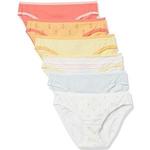 Amazon Essentials Women's Katoenen onderbroek in bikinimodel (verkrijgbaar in grote maten), Pack of 6, Citroen/Veelkleurig/Ananas/Streep, 42