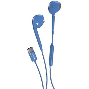Music Hero USB-C-headset, USB-C-hoofdtelefoon, geïntegreerde bediening, microfoon, semi-in-ear, blauw