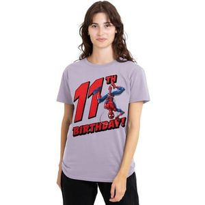 mandarin creative ltd Spider-Man verjaardag 11 dames T-shirt, lavendar, X-Large, Lavendel, XL