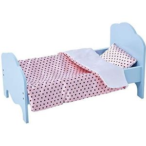 Teamson Kids Bed Voor 18"" Poppen - Accessoires Voor Poppen - Kinderspeelgoed - Blauw/Polka Dot
