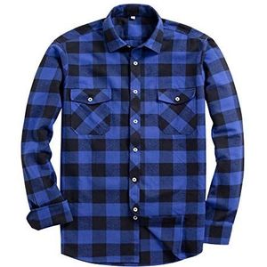 Alimens & Gentle Men's Button Down Regular Fit Long Sleeve Plaid Flannel Casual Shirts