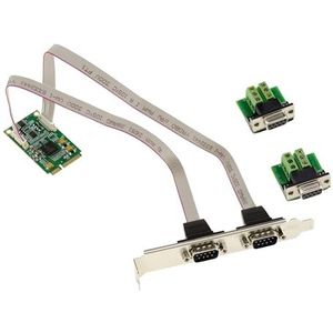 KALEA-INFORMATIQUE Mini PCI Express MiniPCIe 2-poorts RS422 RS485 DB9 seriële kaart met EXAR XR17V352 chipset geleverd met adapters voor draad-op-draad montage.