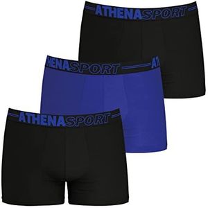 ATHENA - 3 stuks boxershorts voor heren Ecopack, zwart/blauw/zwart, XXL