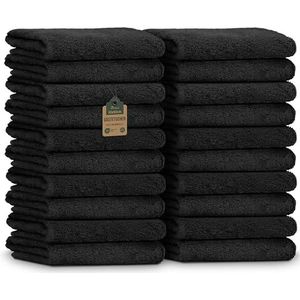 NatureMark Gastendoeken – Set van 20 (30x50 cm), 100% Katoen, OEKO-TEX Gecertificeerd, Zacht, Absorberend en Makkelijk te Onderhouden – Voor Badkamer, Gasten & Spa – Zwart