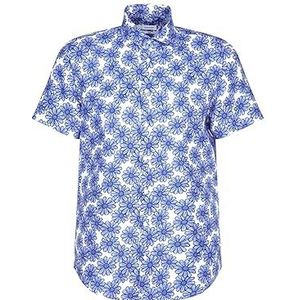 Seidensticker Men's Slim Fit Shirt met korte mouwen, blauw, 39, blauw, 39